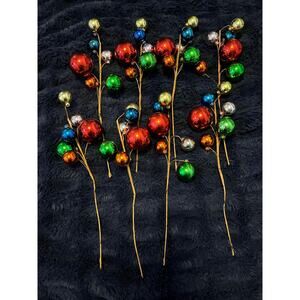 Plastic Holiday Bulbs on Bendable Stick Wire - SET of 8